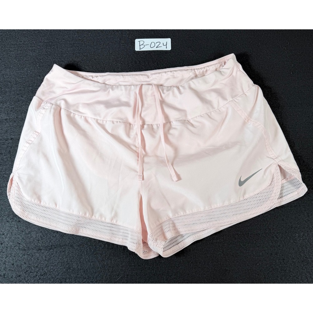 Nike Womens Dri-FIT Running Shorts Pink Mesh Trim Reflective Swoosh Size M